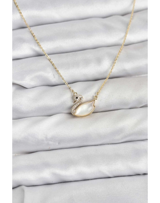 Pirinç Gold Renk Kuğu Model Kadın Kolye