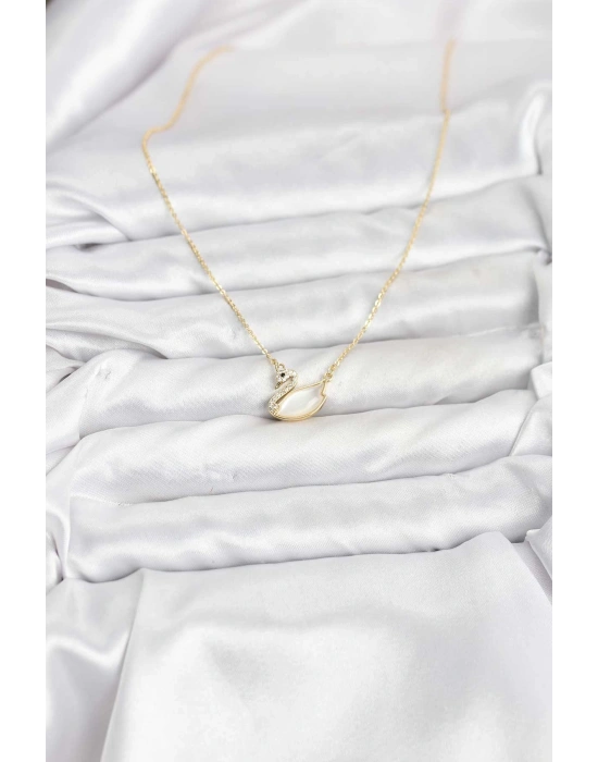 Pirinç Gold Renk Kuğu Model Kadın Kolye