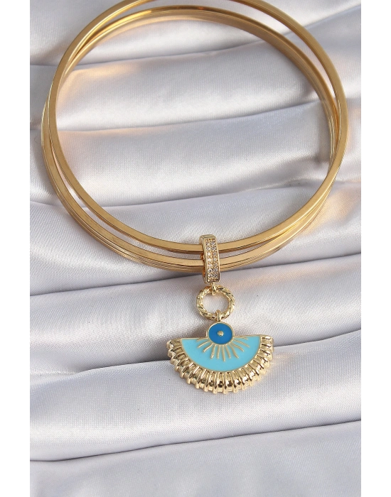 Pirinç Gold Renk Nazar Boncuklu Ajda Charm