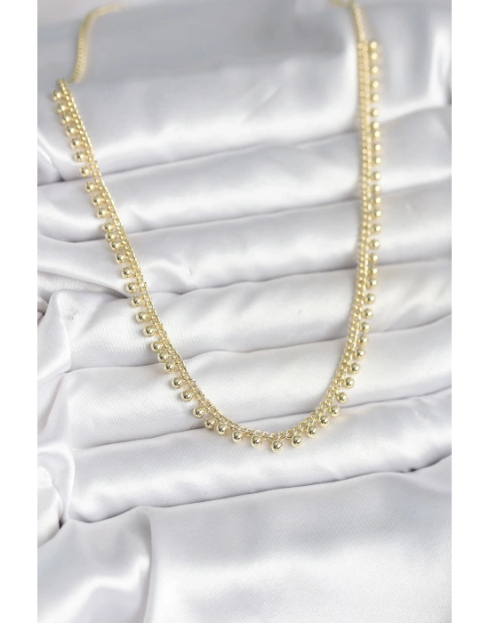 Pirinç Gold Renk Sıralı Topçuk Model Kadın Kolye