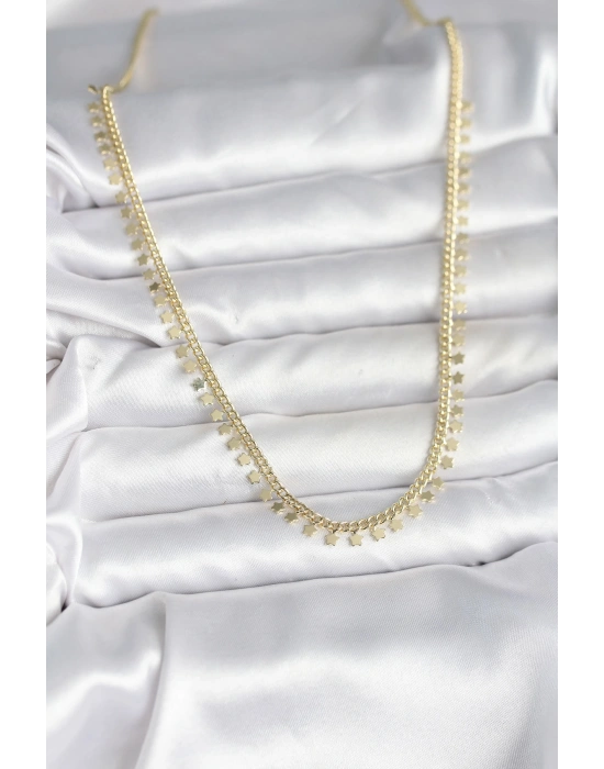 Pirinç Gold Renk Sıralı Yıldız Kadın Kolye