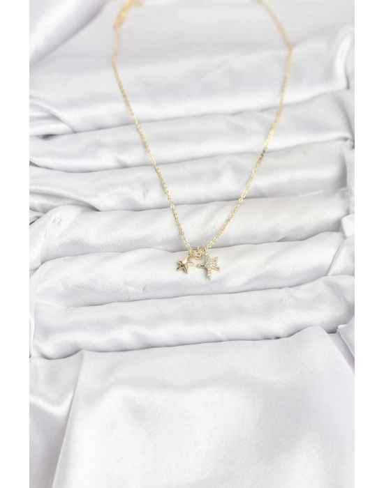 Pirinç Gold Renk Yıldız Minimal Kadın Kolye