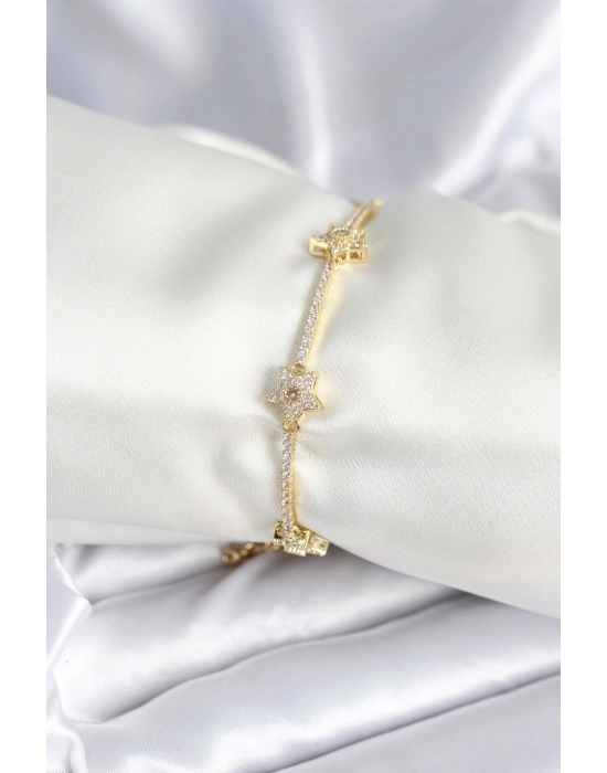 Pirinç Gold Renk Yıldız Model Kadın Bileklik