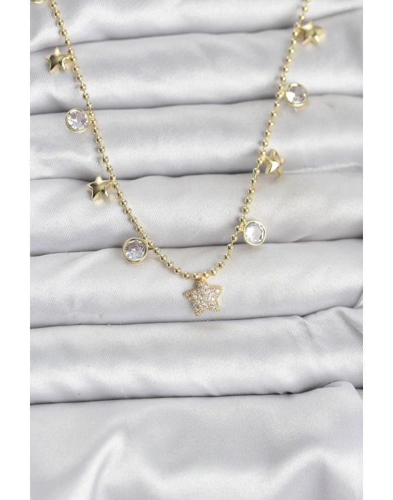 Pirinç Gold Renk Yıldız Model Kadın Kolye