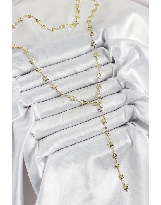 Pirinç Gold Renk Yıldızlı Kadın Y Kolye