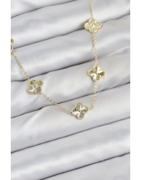 Pirinç Gold Renk Yonca Kadın Kolye