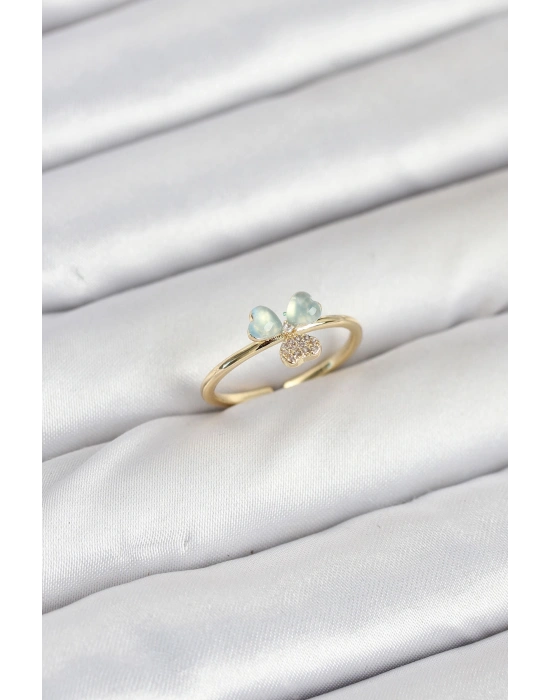 Pirinç Gold Renk Yonca Model Kadın Yüzük