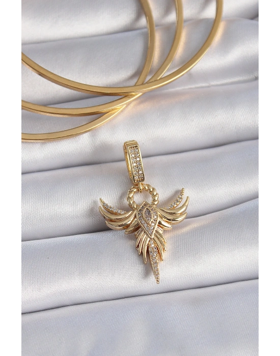 Pirinç Gold Renk Zirkon Taşlı Anka Kuşu Model Ajda Charm