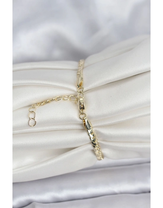 Pirinç Gold Renk Zirkon Taşlı Kadın Bileklik