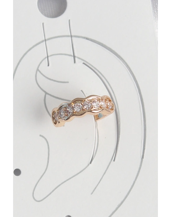 Pirinç Gold Renk Zirkon Taşlı Kadın Kıkırdak Küpe