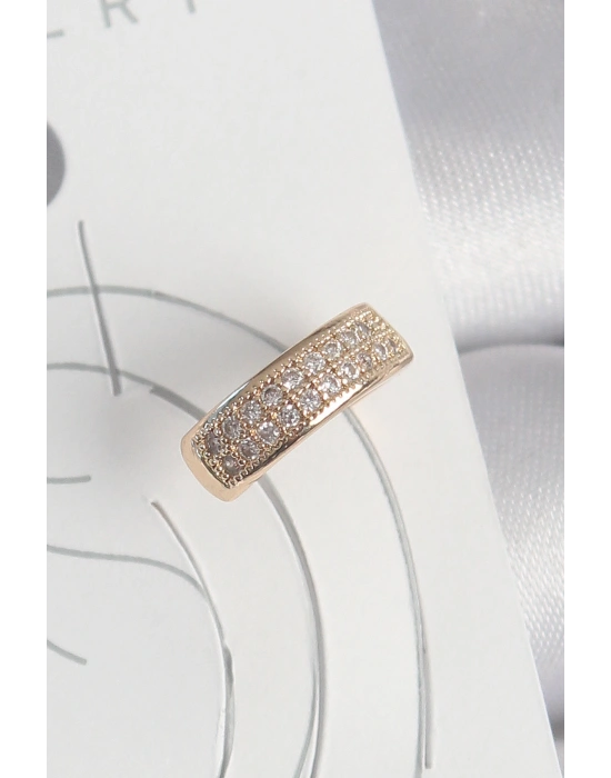 Pirinç Gold Renk Zirkon Taşlı Kadın Kıkırdak Küpe