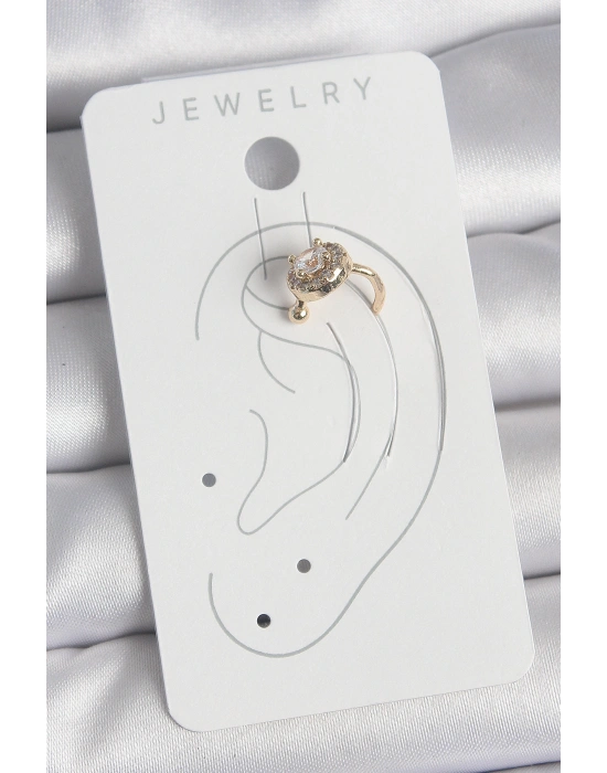 Pirinç Gold Renk Zirkon Taşlı Kadın Kıkırdak Küpe