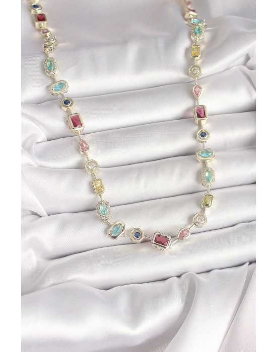 Pirinç Gold Renk Zirkon Taşlı VIP Seri Kadın Kolye