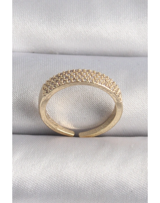 Pirinç Gold Renk Zirkon Taşlı VIP Seri Kadın Yüzük