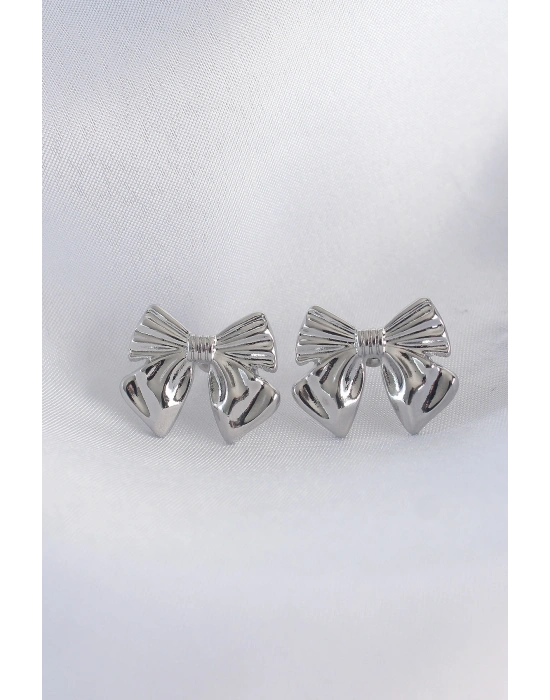 Pirinç Gümüş Renk Fiyonk Küpe