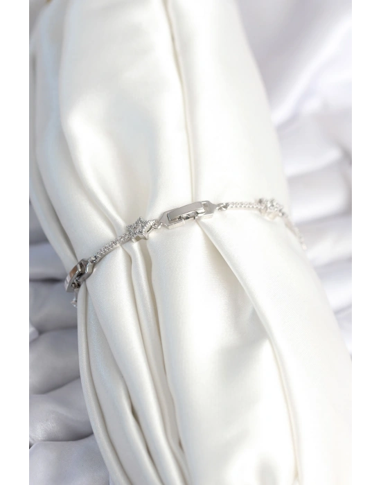 Pirinç Gümüş Renk Halley Yıldız Model Kadın Bileklik