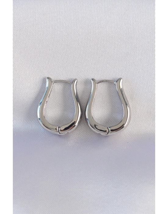 Pirinç Gümüş Renk İçi Boş Gül Küpe