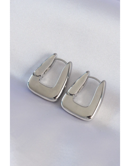 Pirinç Gümüş Renk Kalın Küpe