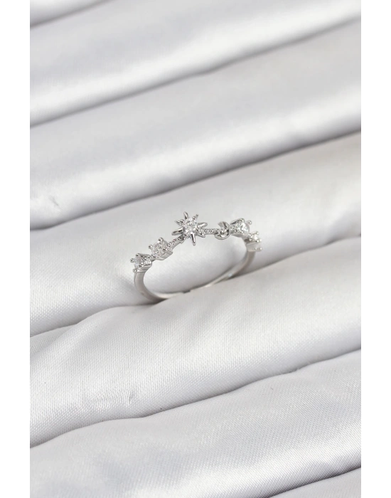 Pirinç Gümüş Renk Manifest Kadın Yüzük