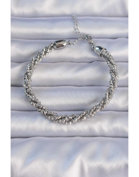 Pirinç Gümüş Renk Sarmal Model Bileklik