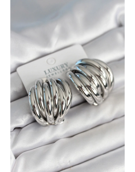 Pirinç Gümüş Renk Vintage Kadın Küpe