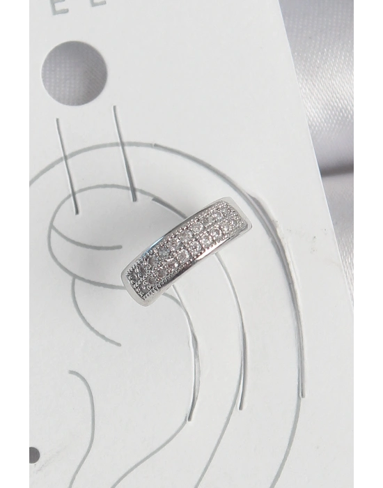 Pirinç Gümüş Renk Zirkon Taşlı Kıkırdak Model Kadın Küpe