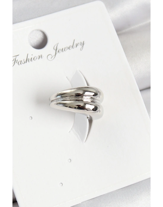 Pirinç Halka Model Gümüş Renk Sağ Kıkırdak Küpe