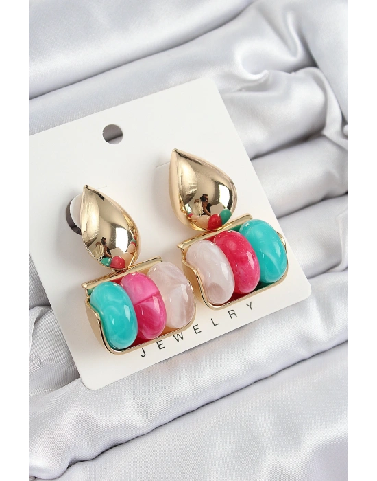 Pirinç Karışık Renk Vintage Model Kadın Küpe