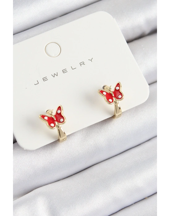 Pirinç Kelebek Model Gold Renk Çocuk Küpe