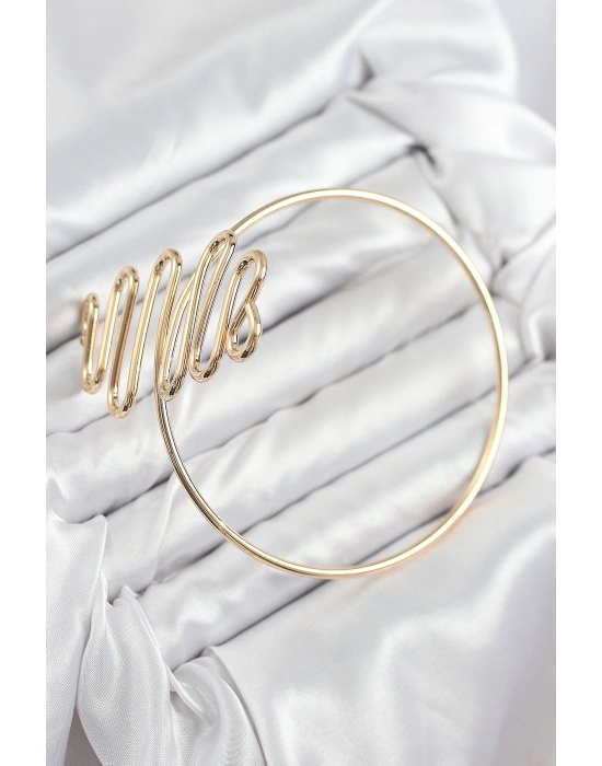 Pirinç Kıvrımlı Model Gold Renk Kadın Pazu Bileklik