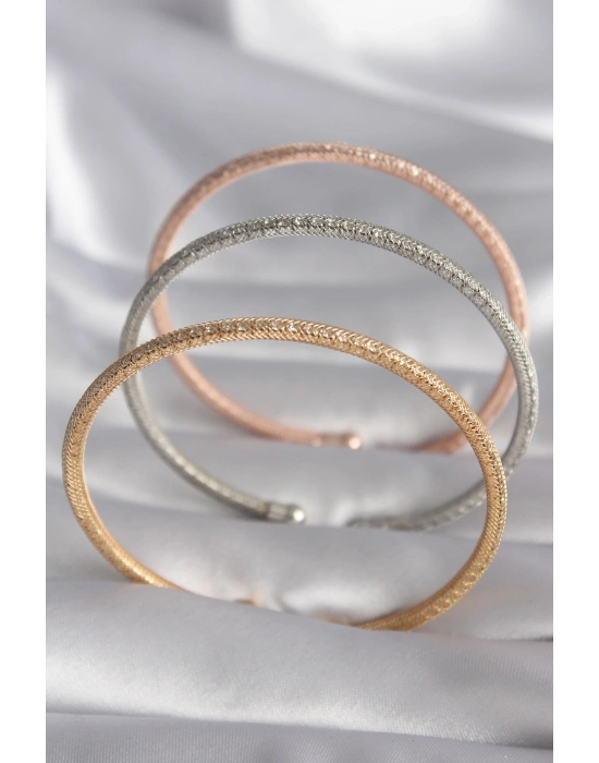 Pirinç Mix Renk Hasır Model Zirkon Taş Detay Kadın Bileklik Seti