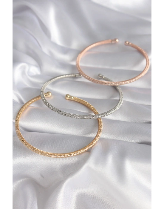 Pirinç Mix Renk Hasır Model Zirkon Taş Detay Kadın Bileklik Seti