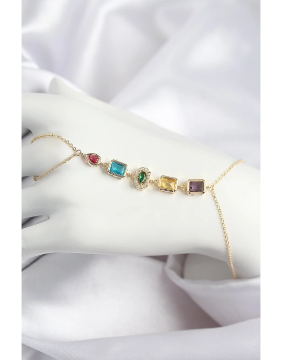 Pirinç Renkli Zirkon Taşlı Model Gold Renk Şahmeran