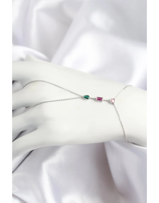 Pirinç Renkli Zirkon Taşlı Model Gümüş Renk Şahmeran