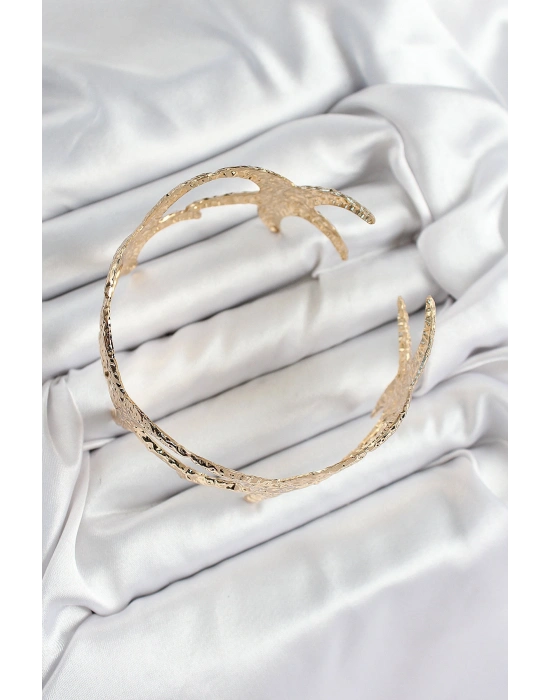 Pirinç Sıralı Deniz Yıldızı Model Gold Renk Kadın Pazu Bileklik