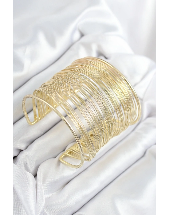 Pirinç Tel Sarma Model Gold Renk Kadın Bileklilk
