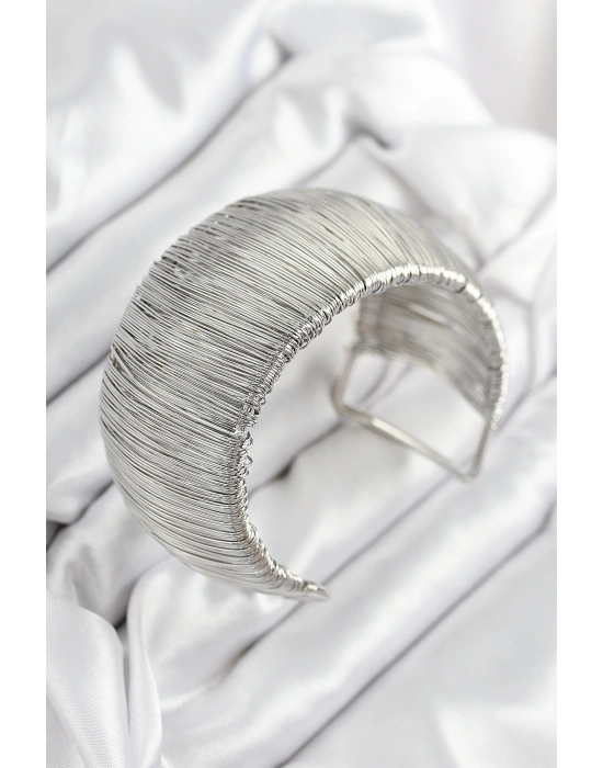 Pirinç Tel Sarma Model Gümüş Renk Kadın Bileklilk