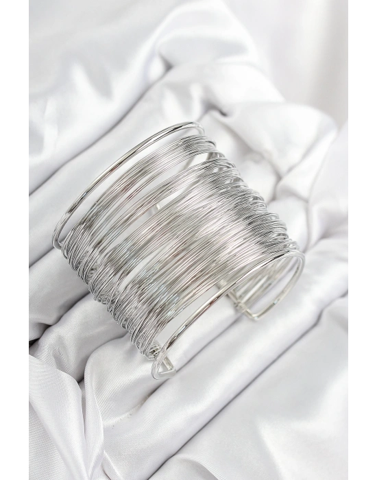 Pirinç Tel Sarma Model Gümüş Renk Kadın Bileklilk