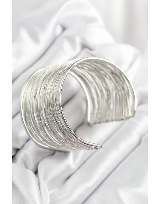 Pirinç Tel Sarma Model Gümüş Renk Kadın Bileklilk