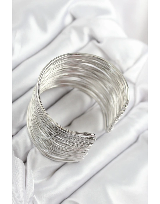 Pirinç Tel Sarma Model Gümüş Renk Kadın Bileklilk