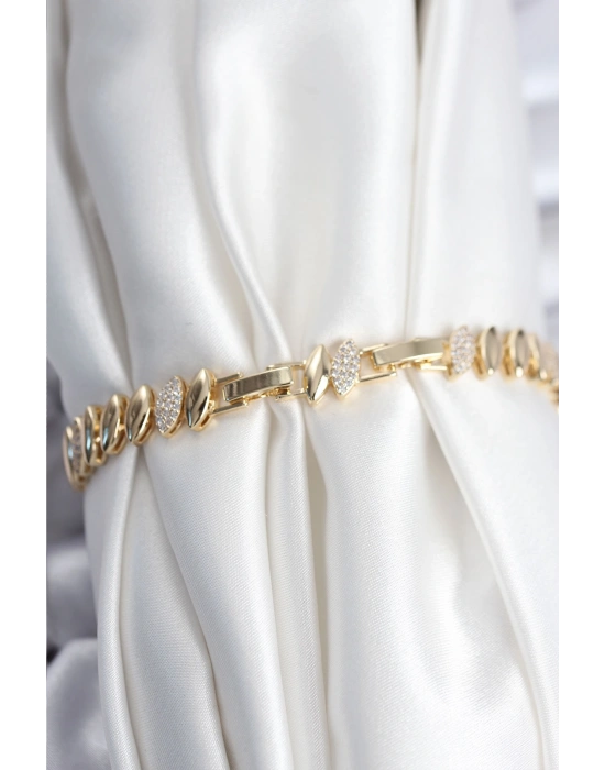 Pirinç VIP Seri Gold Renk Arpa Model Kadın Bileklik