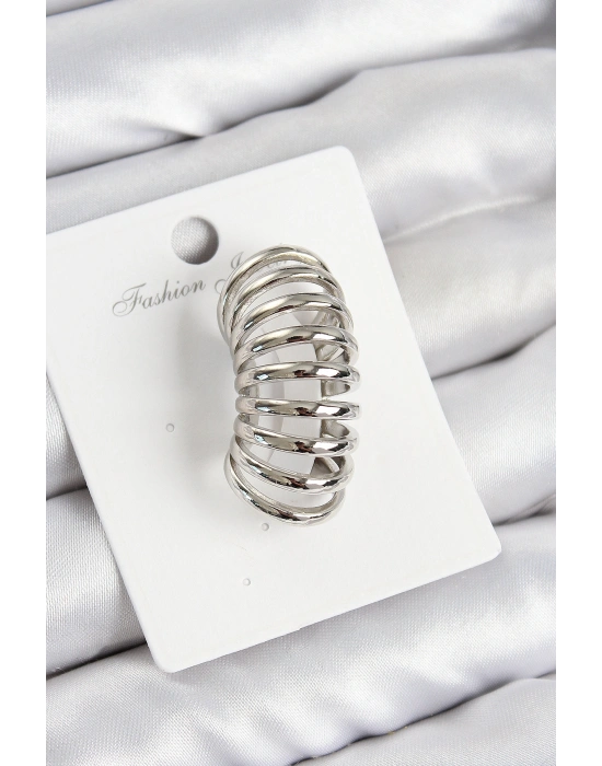 Pirinç Yay Model Gümüş Renk Sağ Kıkırdak Küpe