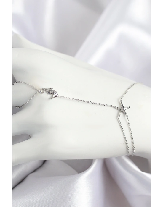 Pirinç Zirkon Taşlı Deniz Atı Ve Yıldız Model Gümüş Renk Şahmeran