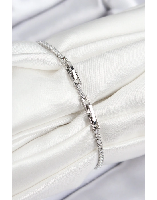 Pirinç Zirkon Taşlı Deniz Yıldızı Model Gümüş Renk Kadın Bileklik