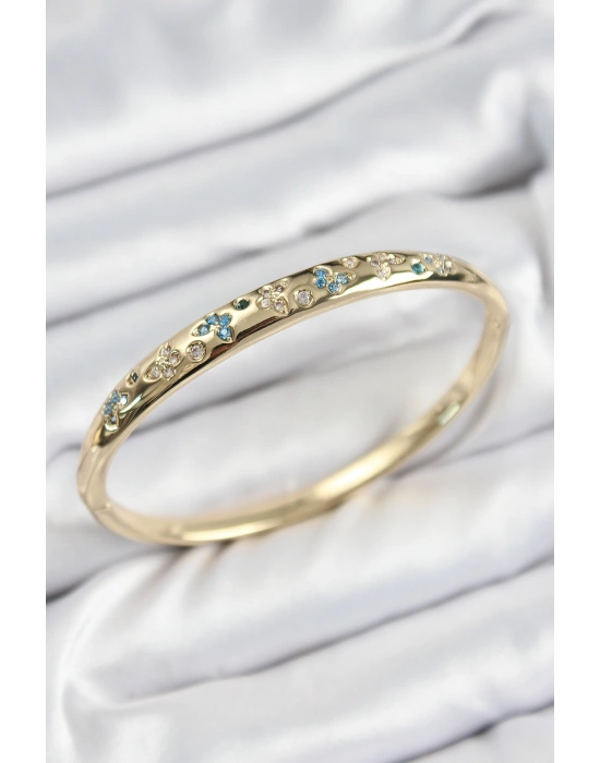 Pirinç Zirkon Taşlı Kelebek Model Gold Renk Kadın Kelepçe