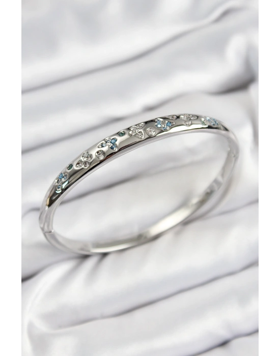 Pirinç Zirkon Taşlı Kelebek Model Gümüş Renk Kadın Kelepçe