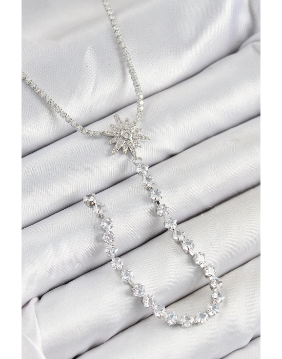 Pirinç Zirkon Taşlı Kutup Yıldızı Model Gold Renk Y Kolye