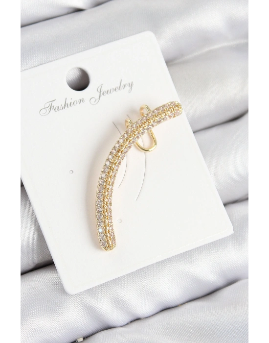 Pirinç Zirkon Taşlı Model Gold Renk Sağ Kıkırdak Küpe