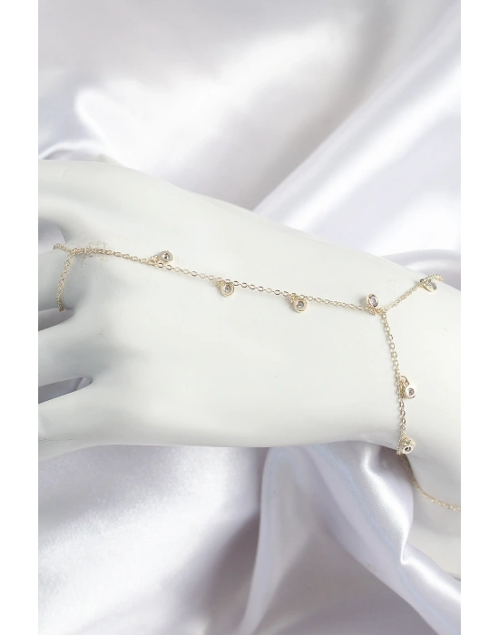 Pirinç Zirkon Taşlı Sallantılı Model Gold Renk Kadın Şahmeran