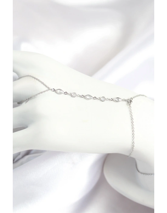 Pirinç Zirkon Taşlı Y Model Gümüş Renk Kadın Şahmeran